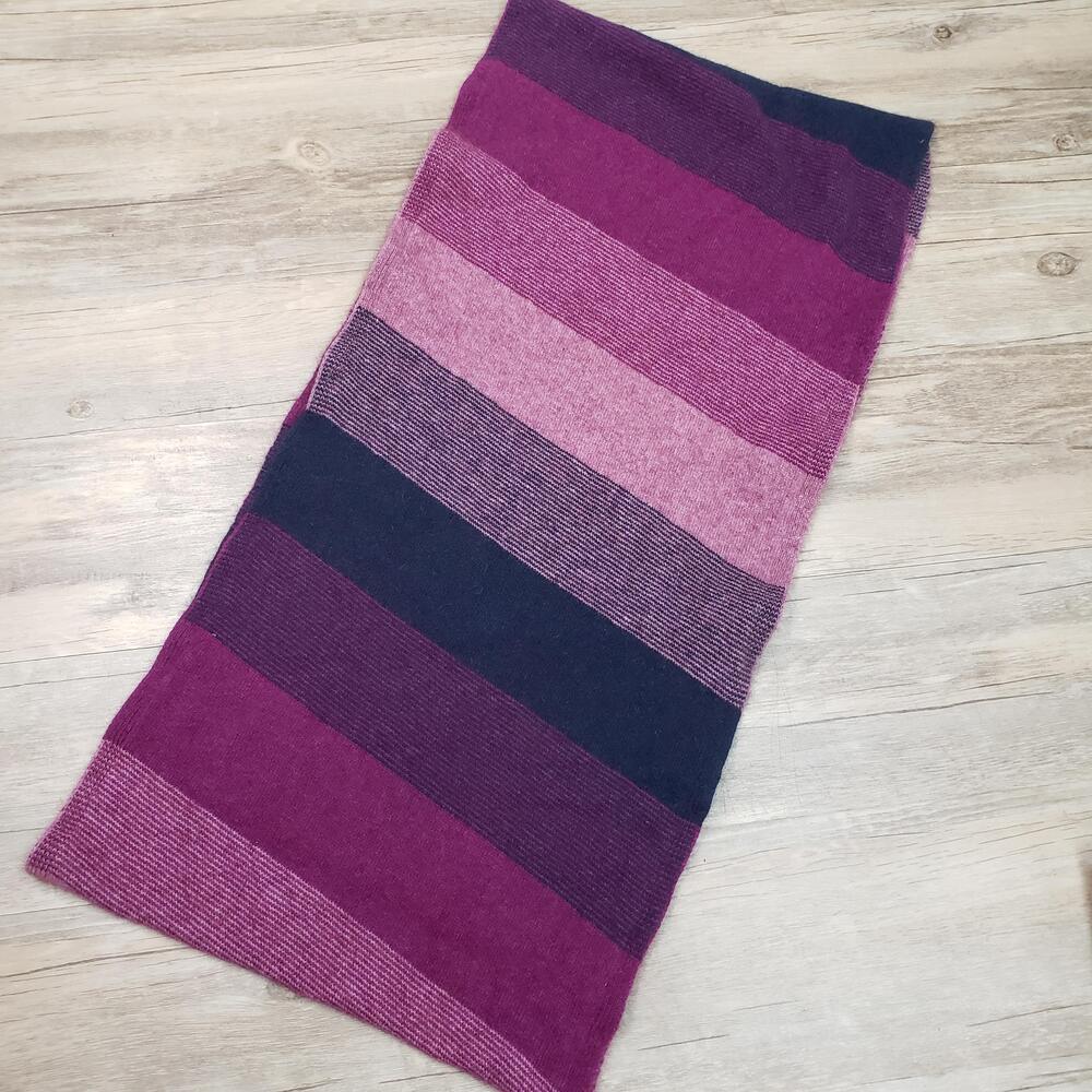McDonald New Zealand Scarf Womens One Size Purple Pink Navy Striped Knit Wrap